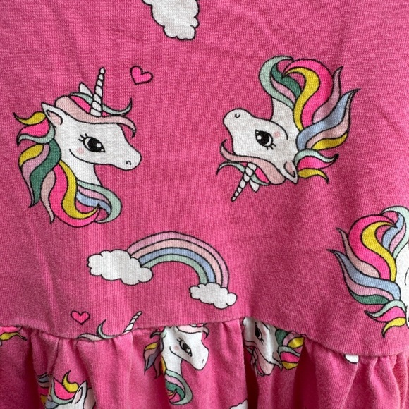 H&M 2-4Y 2T Girls Pink Scoop Neck Unicorn Rainbow Sleeveless Dress - Picture 2 of 4